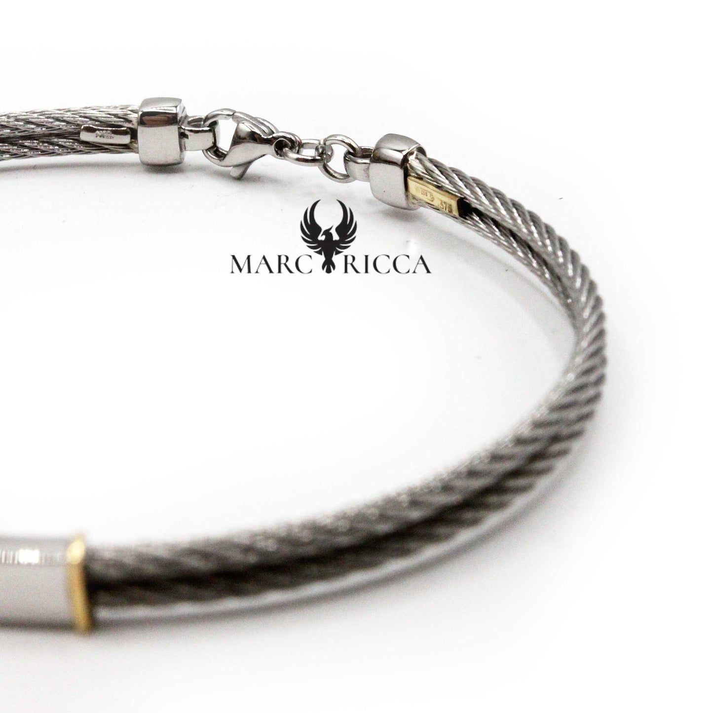 Bracelet Or 18 Carats & Acier avec Plaque