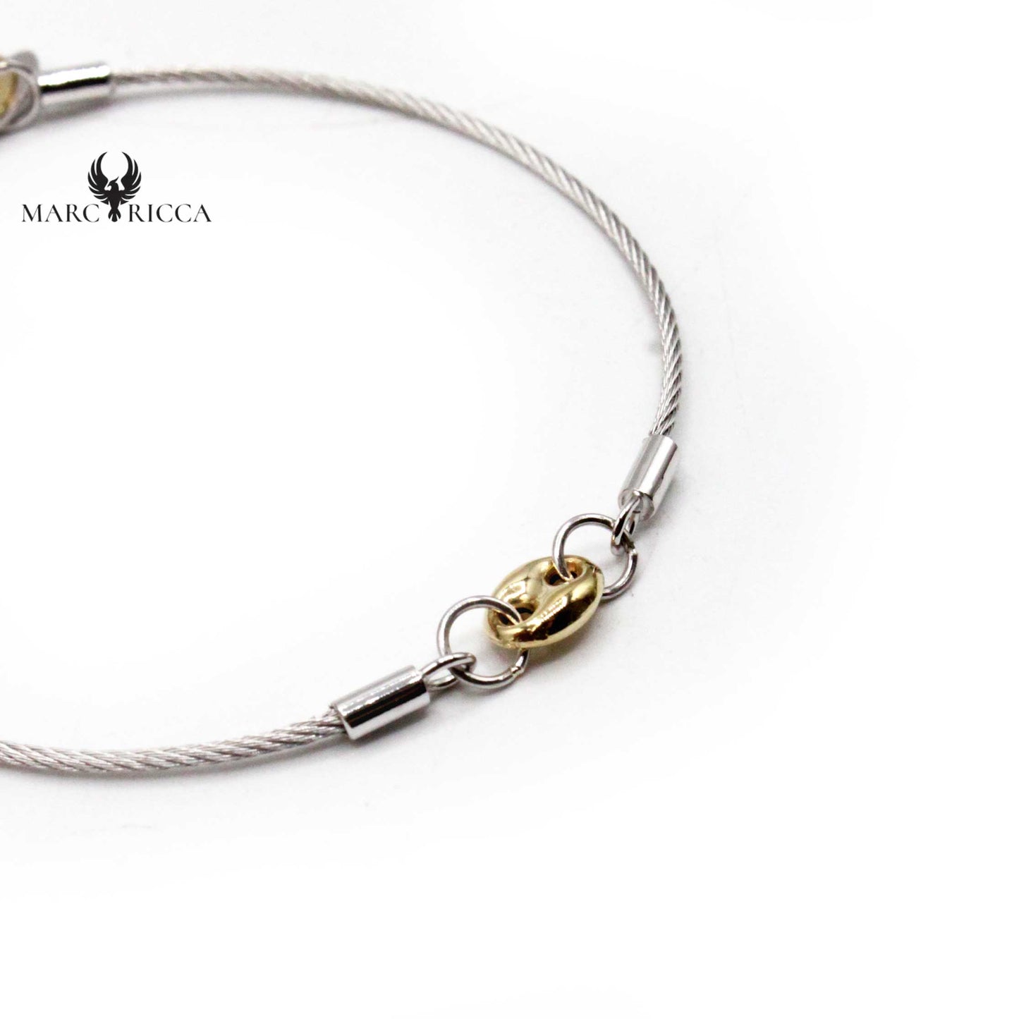 Bracelet Or 1 Maille Grain de Café & Acier