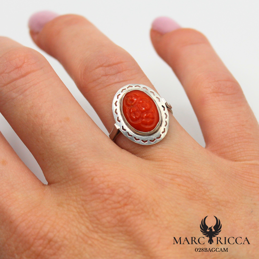 Bague Argent Corail Camée