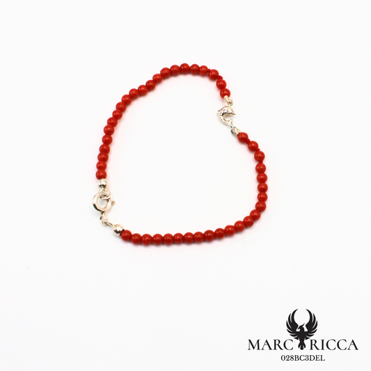 Bracelet Argent Corail Rouge et Dauphin