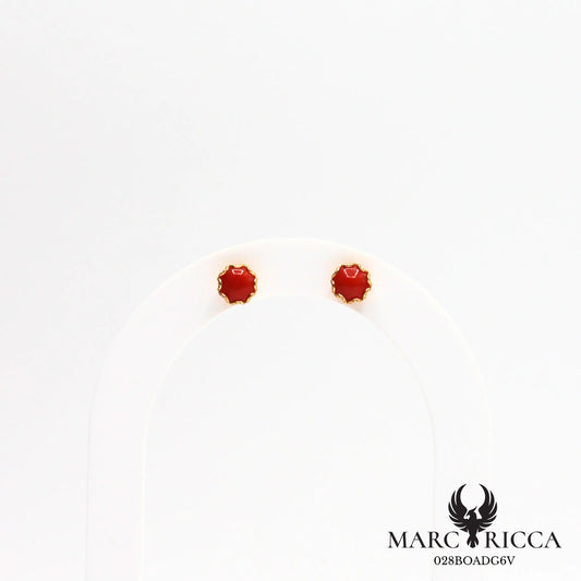 Boucles d'oreilles clous en argent avec corail