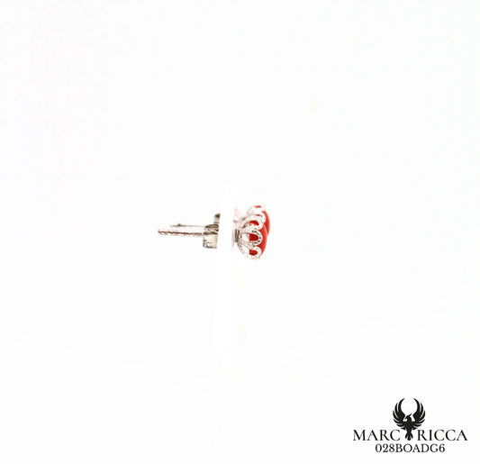 Boucles d'oreilles clous en argent avec corail