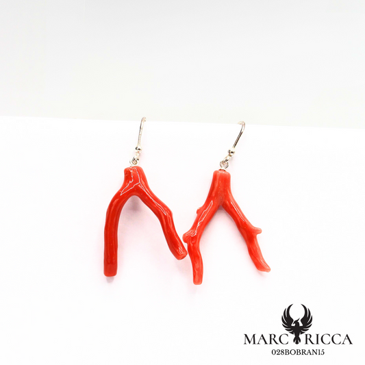 Boucles d'oreilles branches de corail en argent