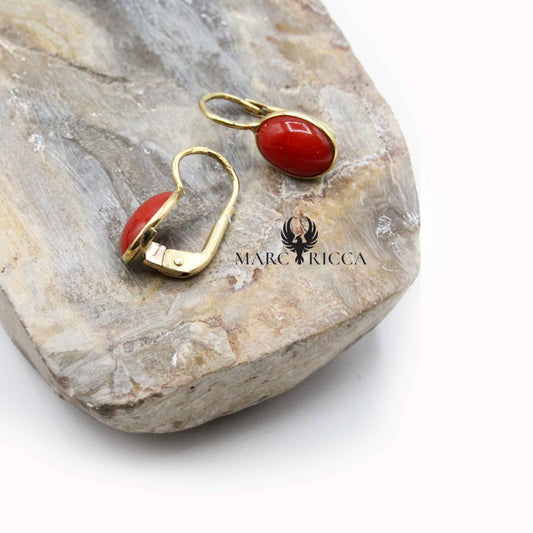 Boucles Corail Dormeuses Ovales