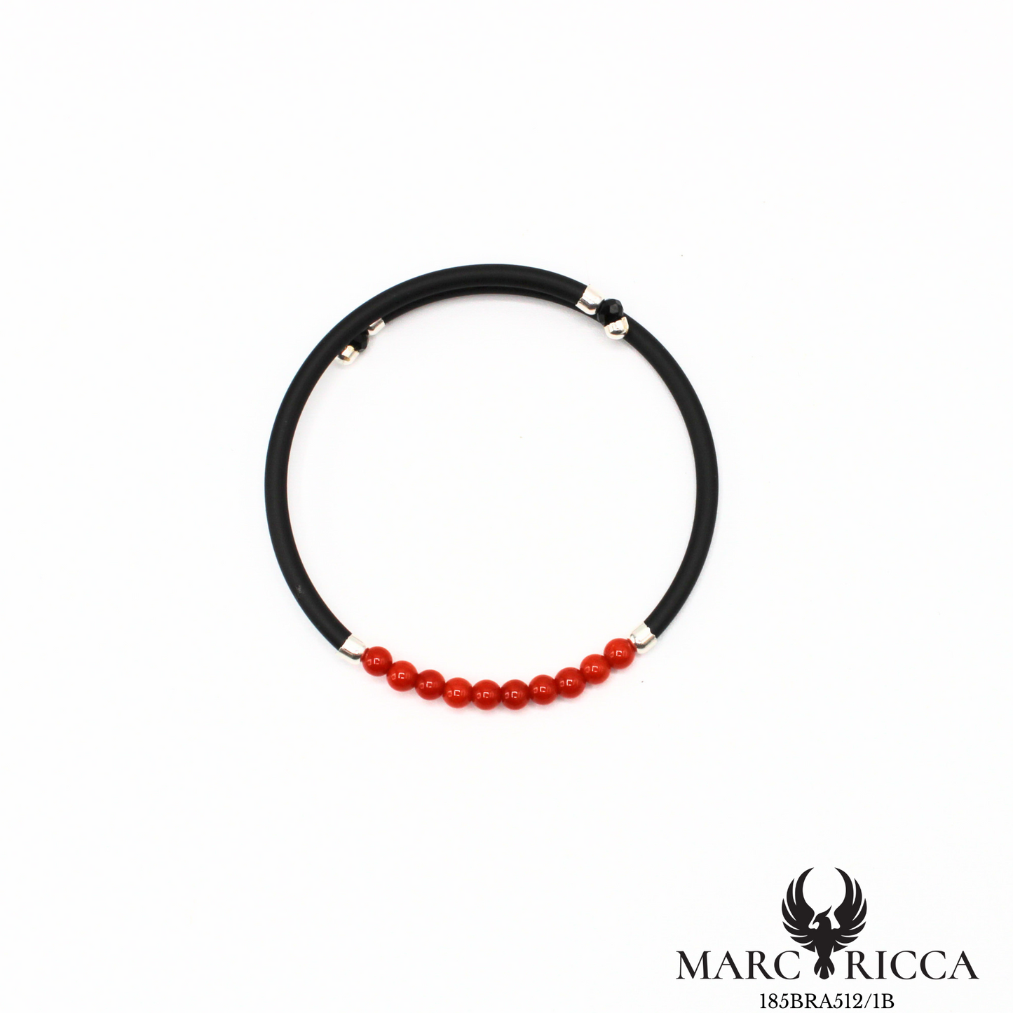 Bracelet jonc en caoutchouc avec perles de corail