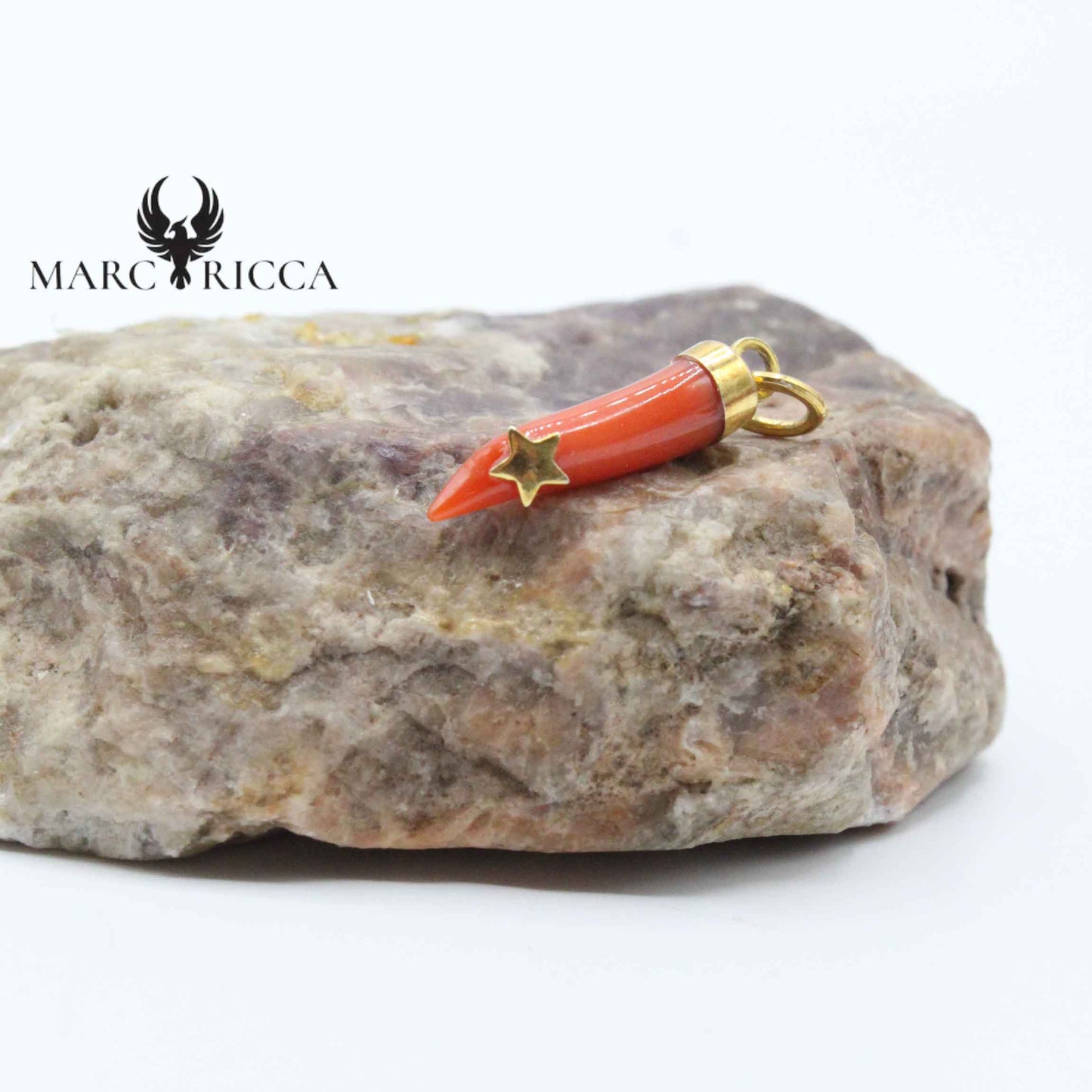 Pendentif Argent Corne en Corail Etoile