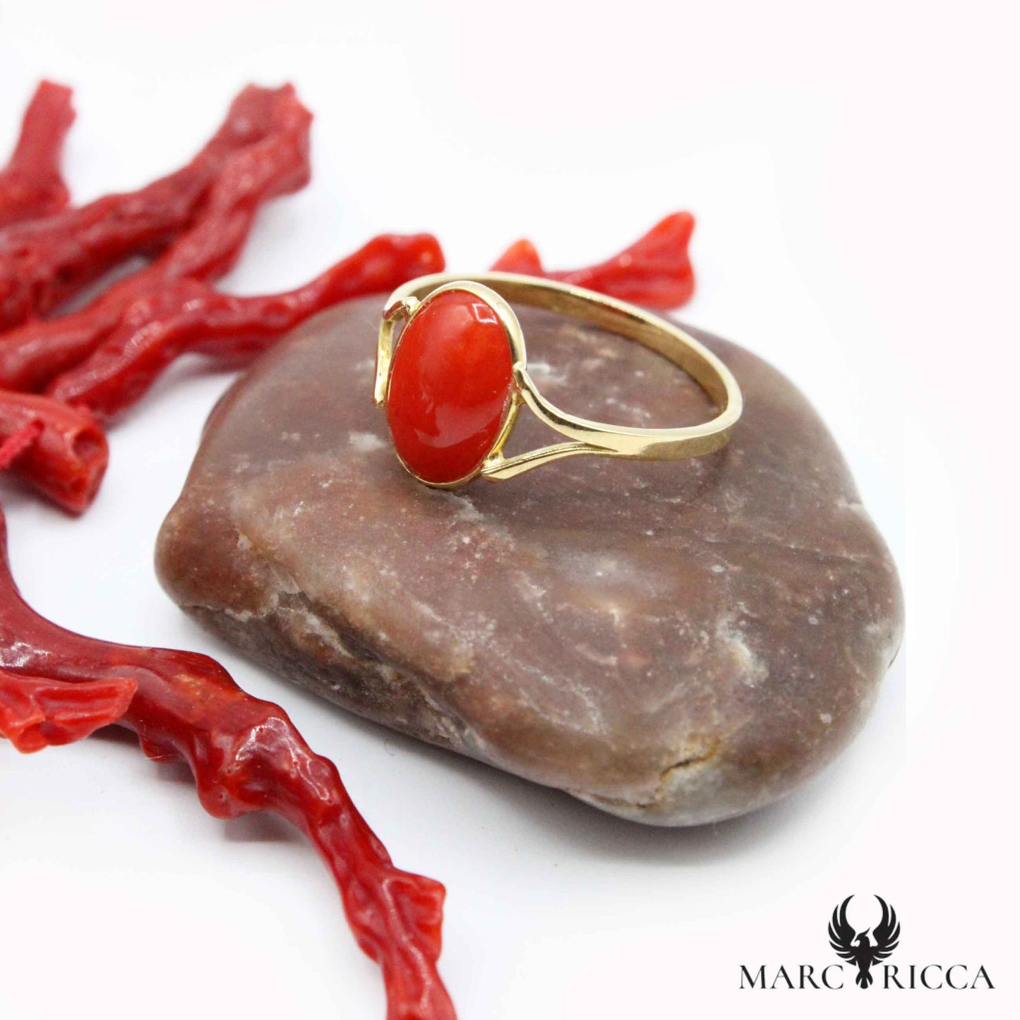 Bague Or Corail Ovale