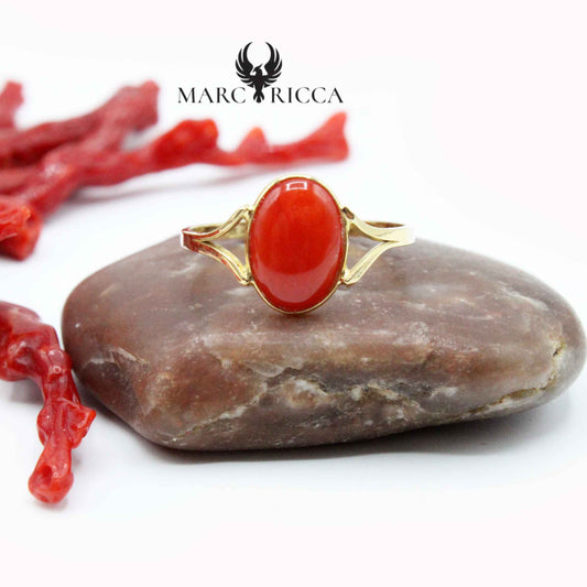 Bague Or Corail Ovale