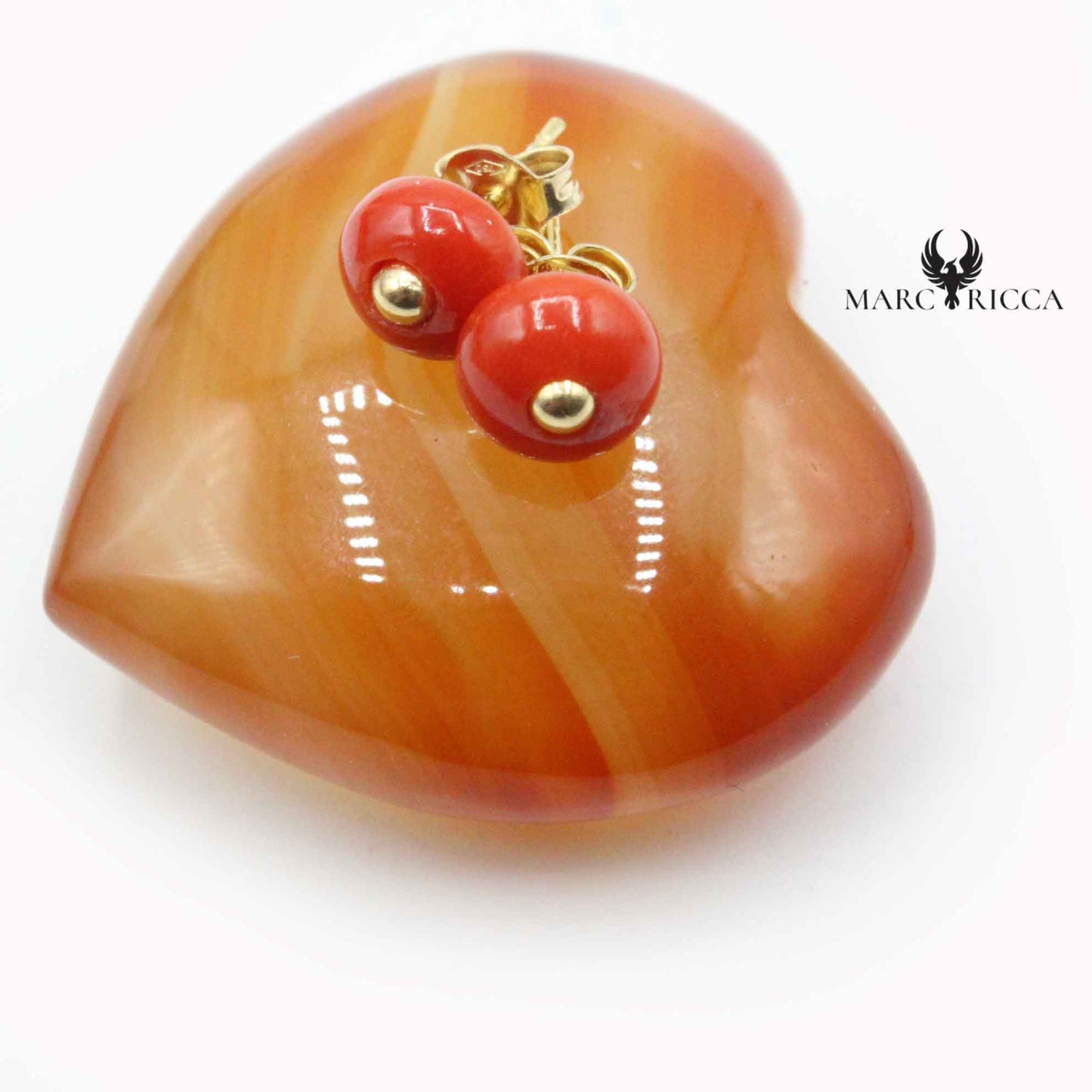 Boucles Or Boutons en Corail