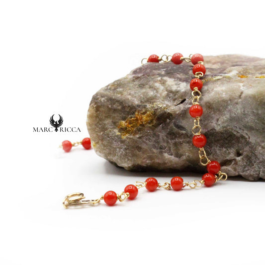 Bracelet Or Gigi Corail Rouge