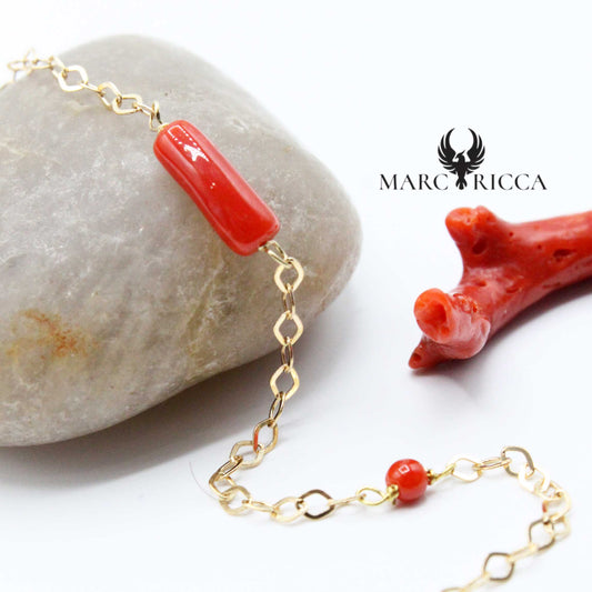 Bracelet Or Tube Corail Rouge