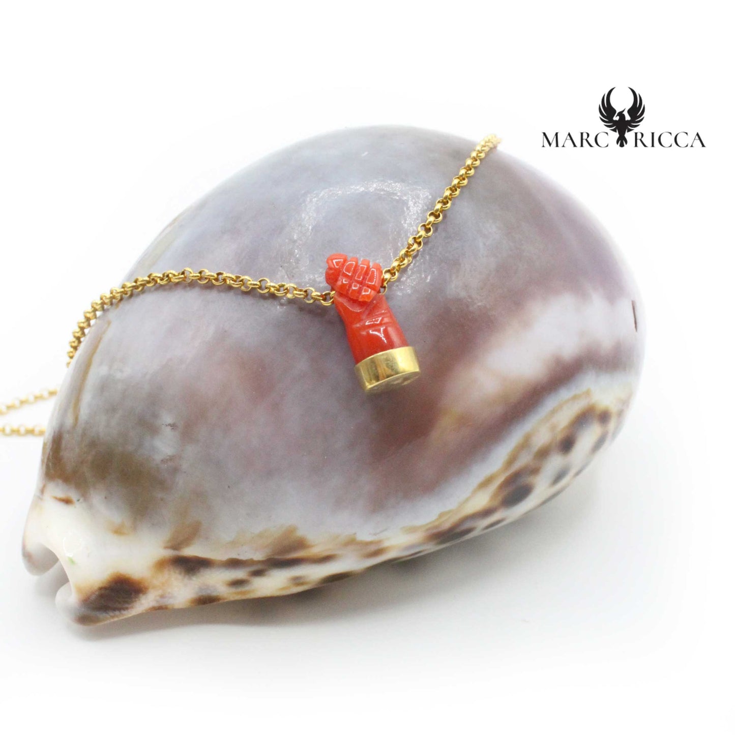 Collier Or Main Corail Rouge