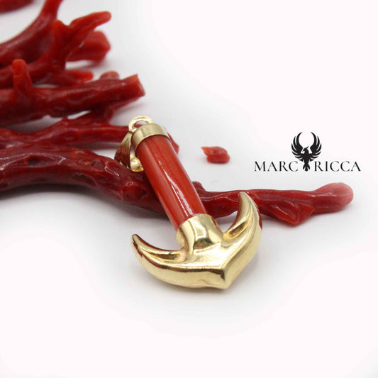 Pendentif Or Ancre & Corail 18 Carats