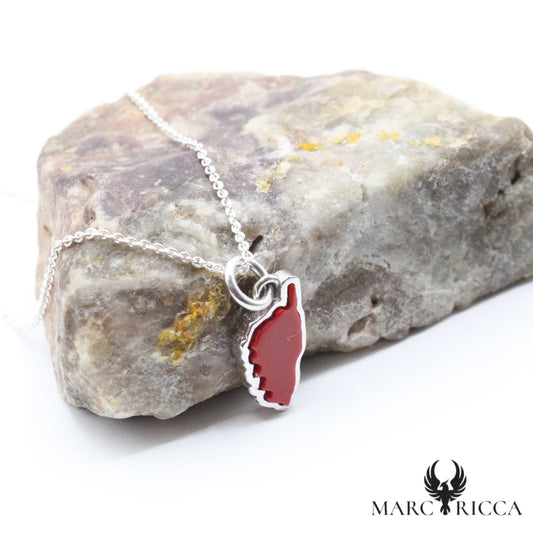 Pendentif Argent Corse Contour & Pâte de Corail