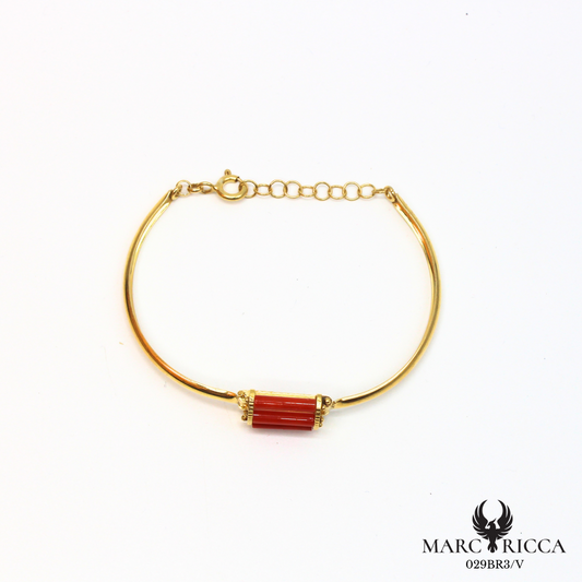Bracelet vermeil Jonc tubes Corail