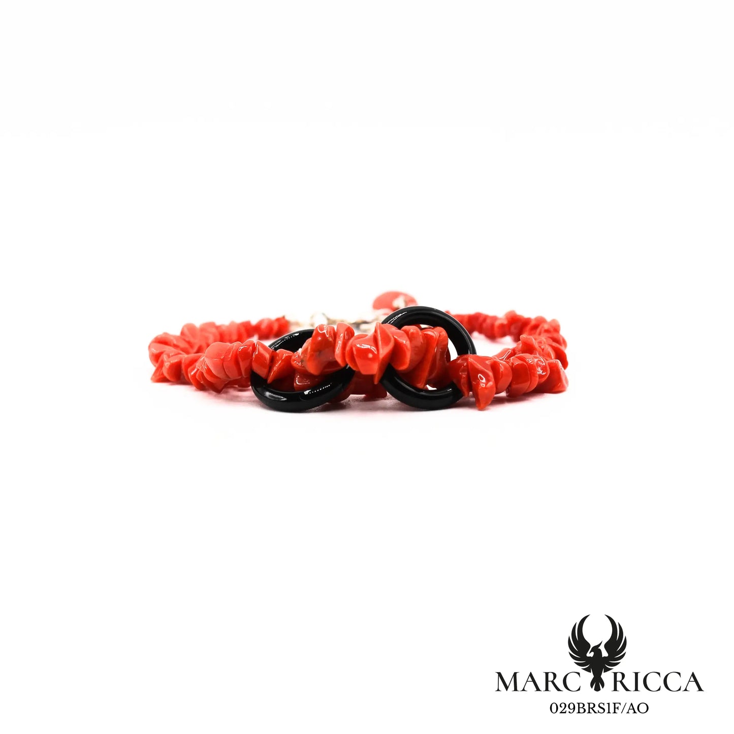 Bracelet corail sassi 2 anneaux en onyx