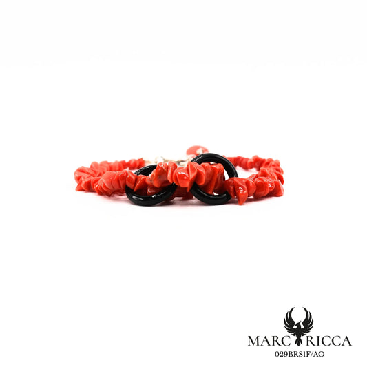 Bracelet corail sassi 2 anneaux en onyx