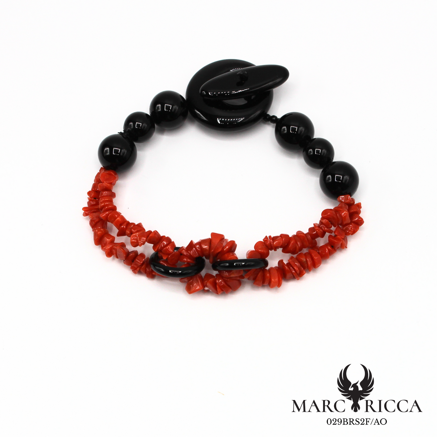 Bracelet corail chips et onyx