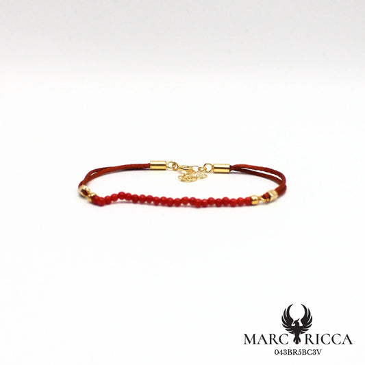 Bracelet cordon satin et perles de corail