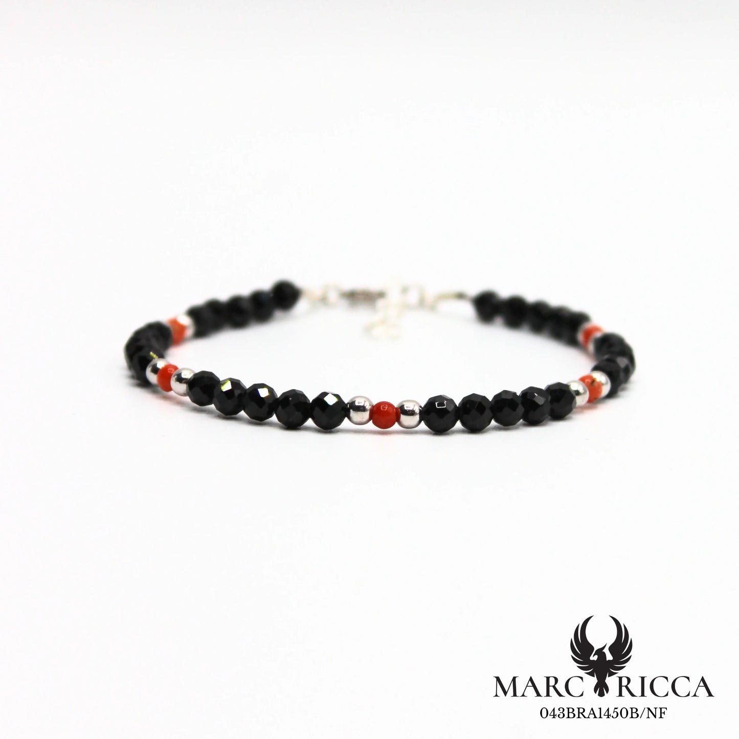 Bracelet cristal noir et corail