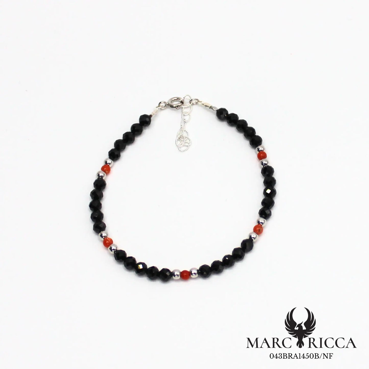 Bracelet cristal noir et corail
