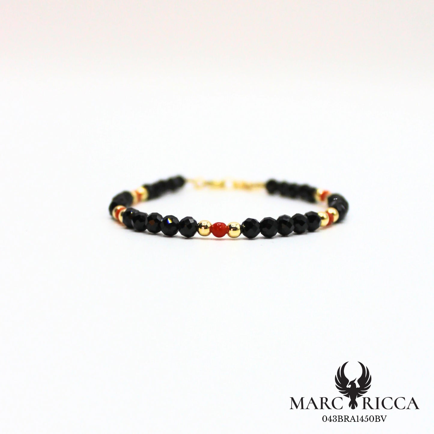 Bracelet cristal noir et corail
