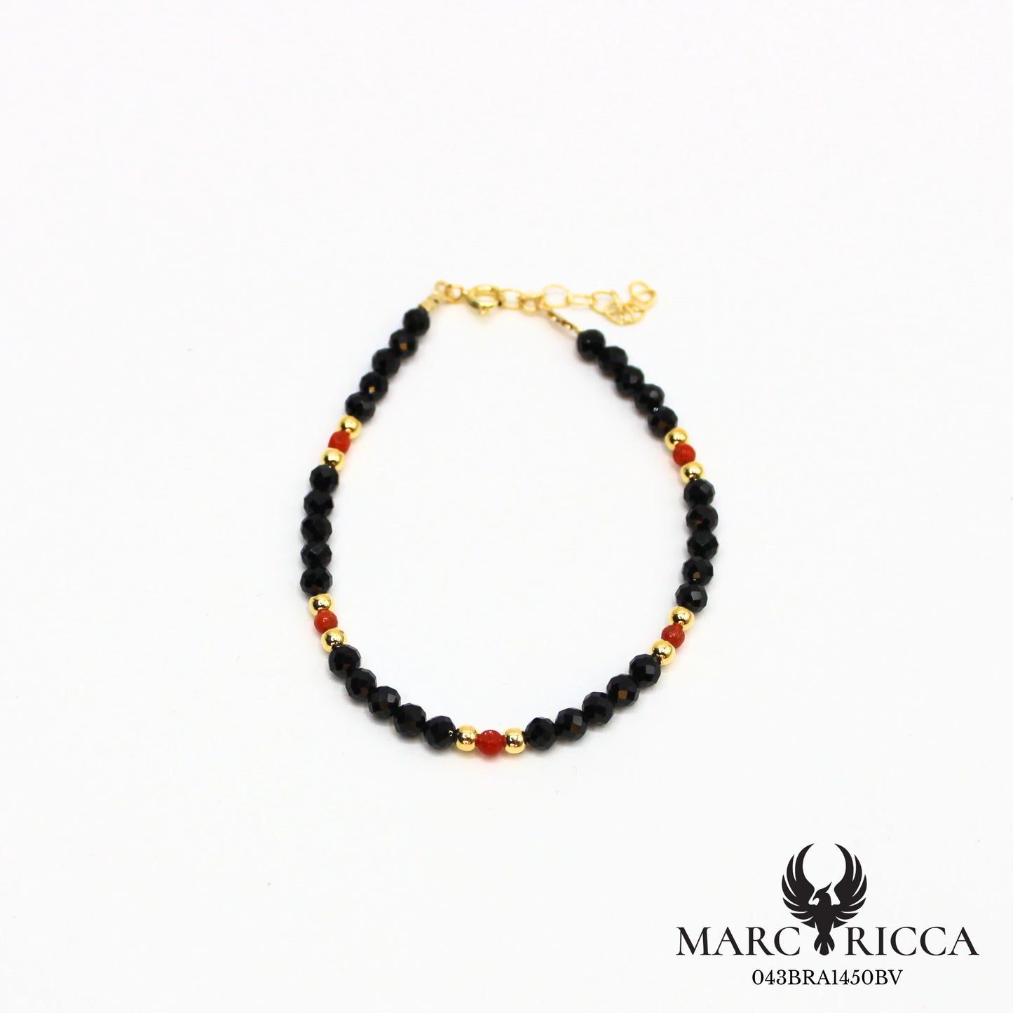 Bracelet cristal noir et corail
