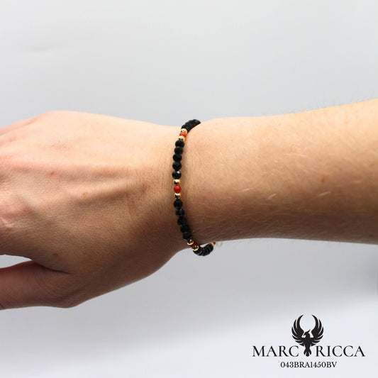 Bracelet cristal noir et corail