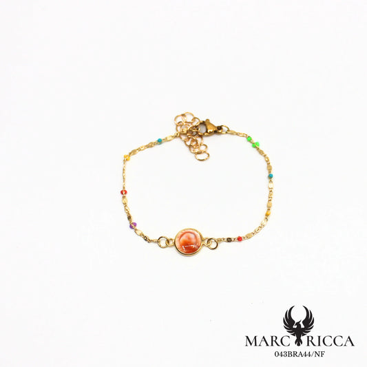 Bracelet en acier œil de Sainte Lucie et perles de résines