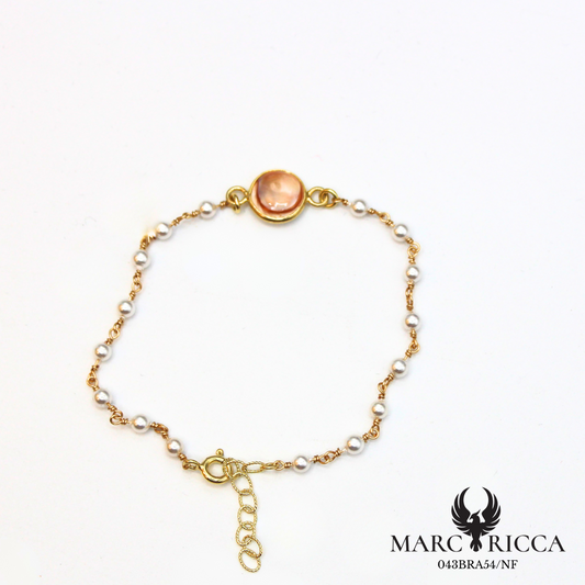 Bracelet chaine en vermeil avec œil de Sainte Lucie et perles