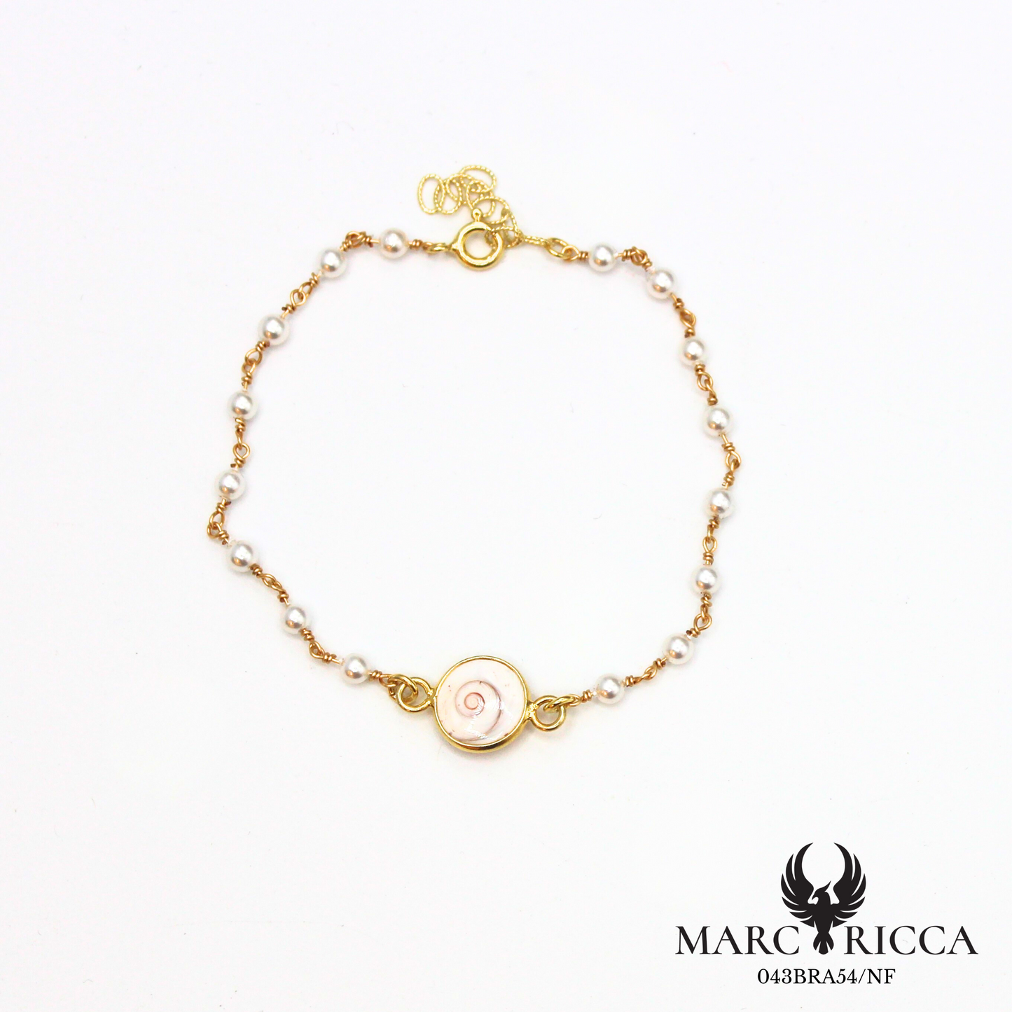 Bracelet chaine en vermeil avec œil de Sainte Lucie et perles