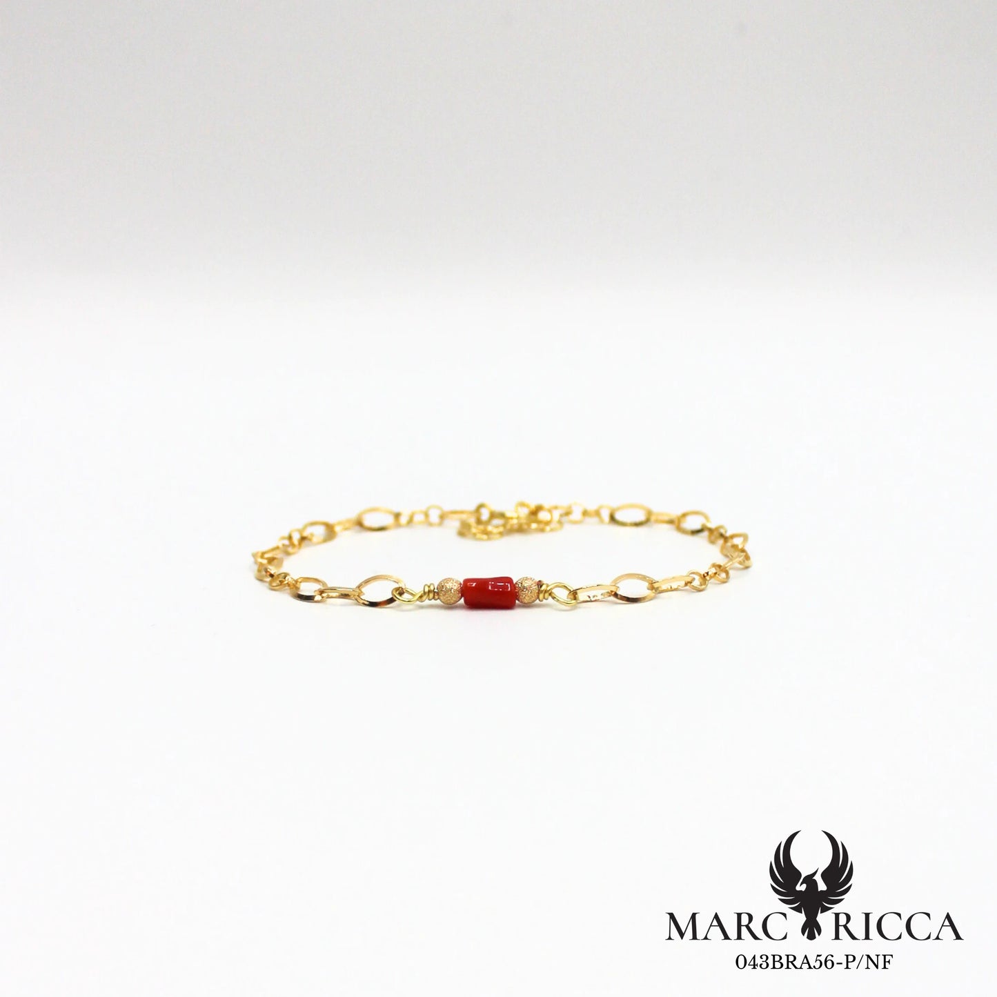 Bracelet chaîne en vermeil avec tube en corail