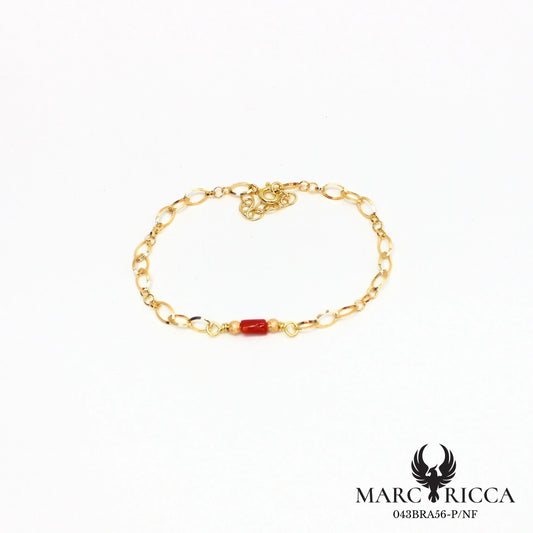 Bracelet chaîne en vermeil avec tube en corail