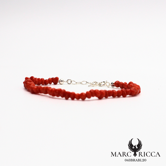 Bracelet boule de corail baroque en argent