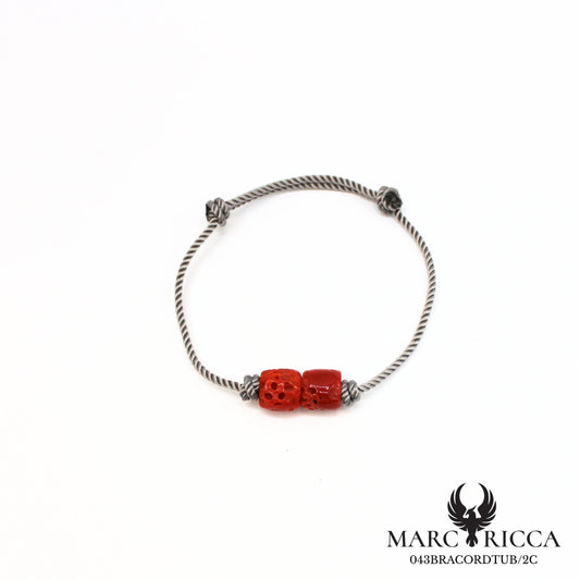 Bracelet corde avec tube de corail