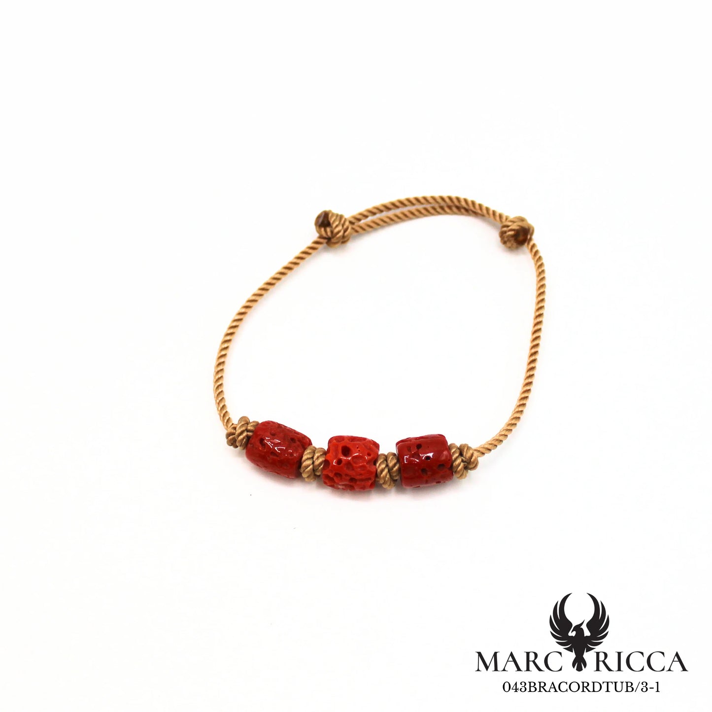 Bracelet corde avec tube de corail