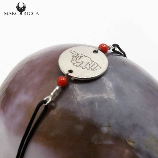 Bracelet Argent Cordon Médaillon Corse & Corail