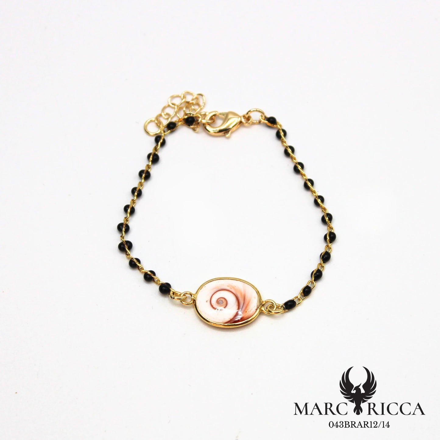 Bracelet chaîne perles de résines en vermeil avec Œil de Sainte Lucie