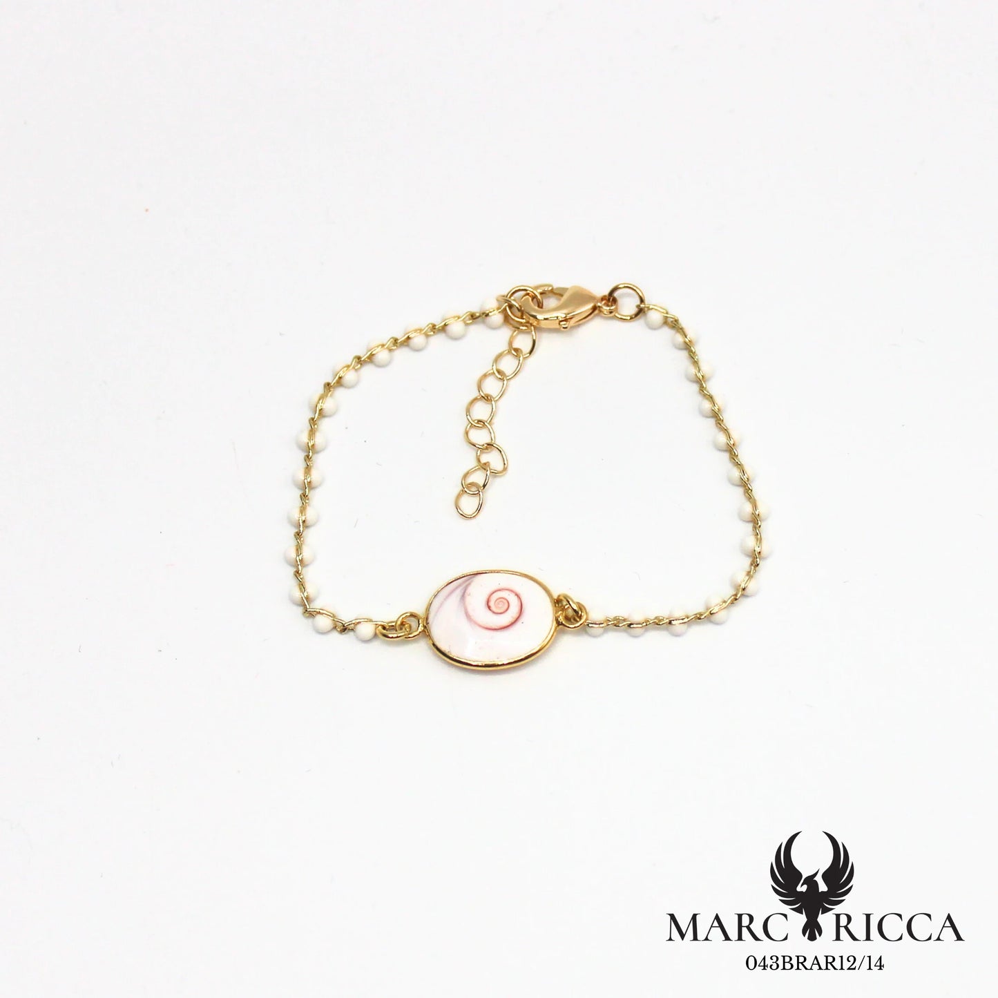Bracelet chaîne perles de résines en vermeil avec Œil de Sainte Lucie