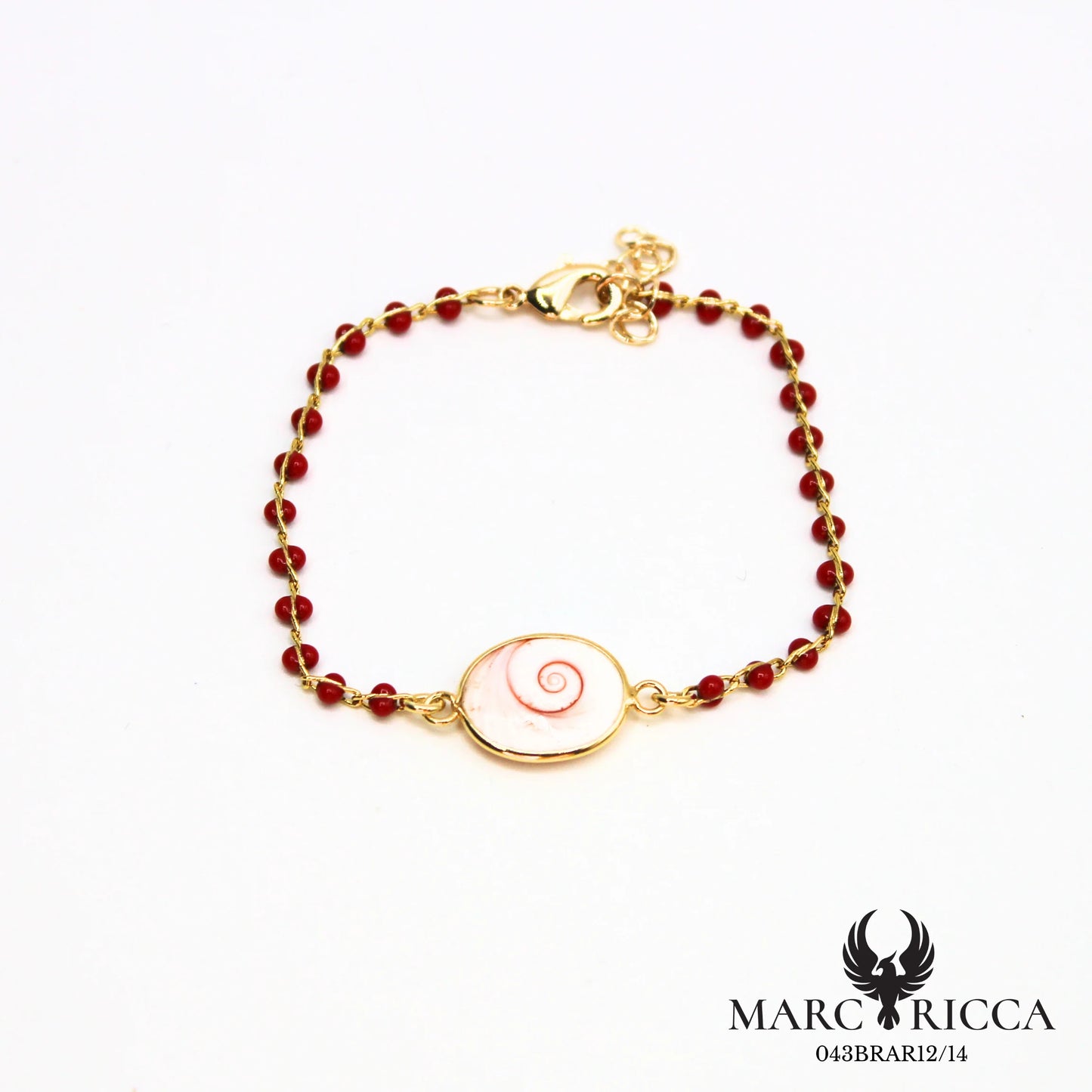 Bracelet chaîne perles de résines en vermeil avec Œil de Sainte Lucie