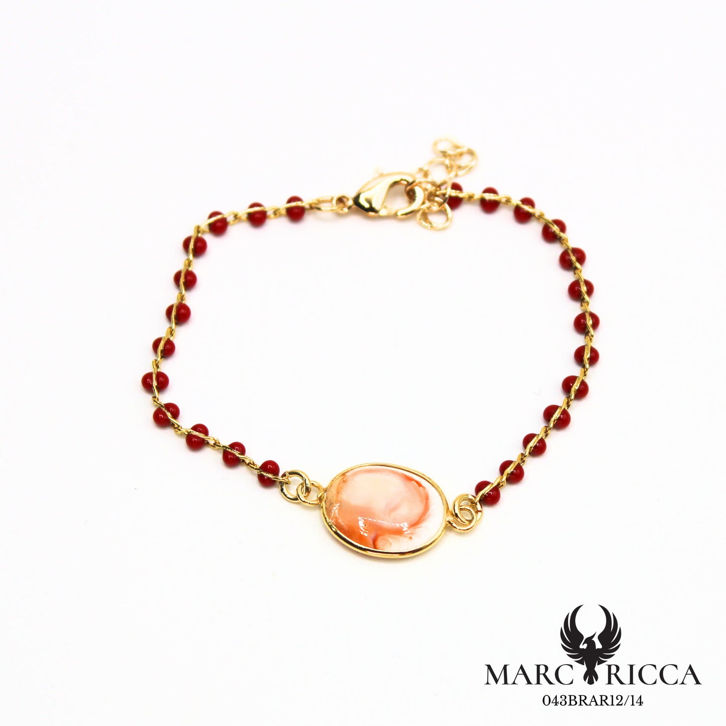 Bracelet chaîne perles de résines en vermeil avec Œil de Sainte Lucie