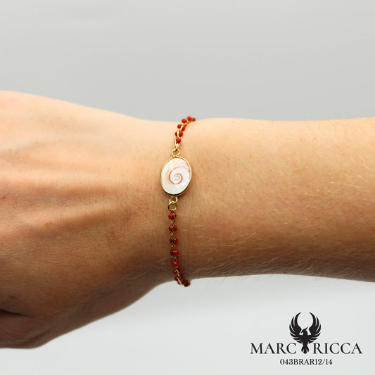 Bracelet chaîne perles de résines en vermeil avec Œil de Sainte Lucie