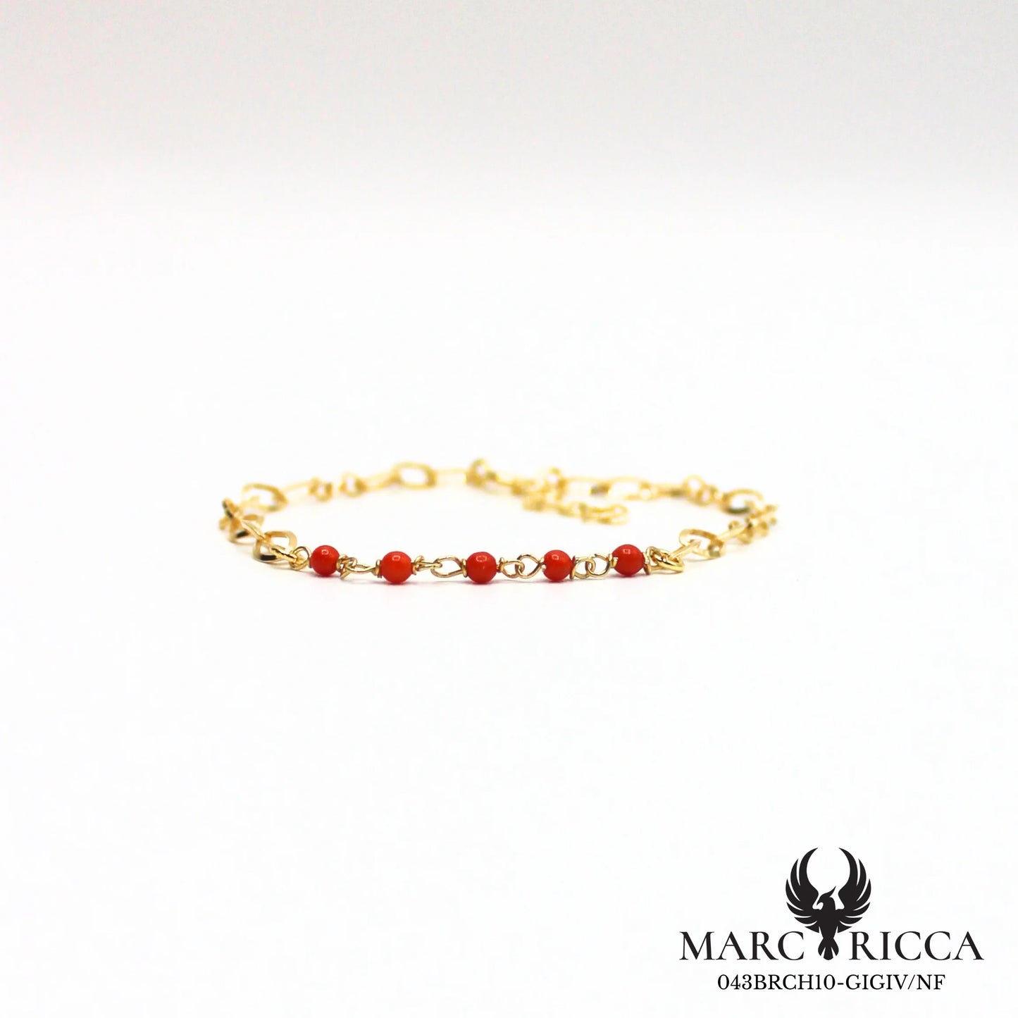 Bracelet chaîne en vermeil avec perles de corail