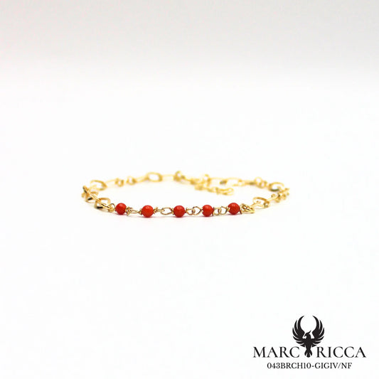 Bracelet chaîne en vermeil avec perles de corail