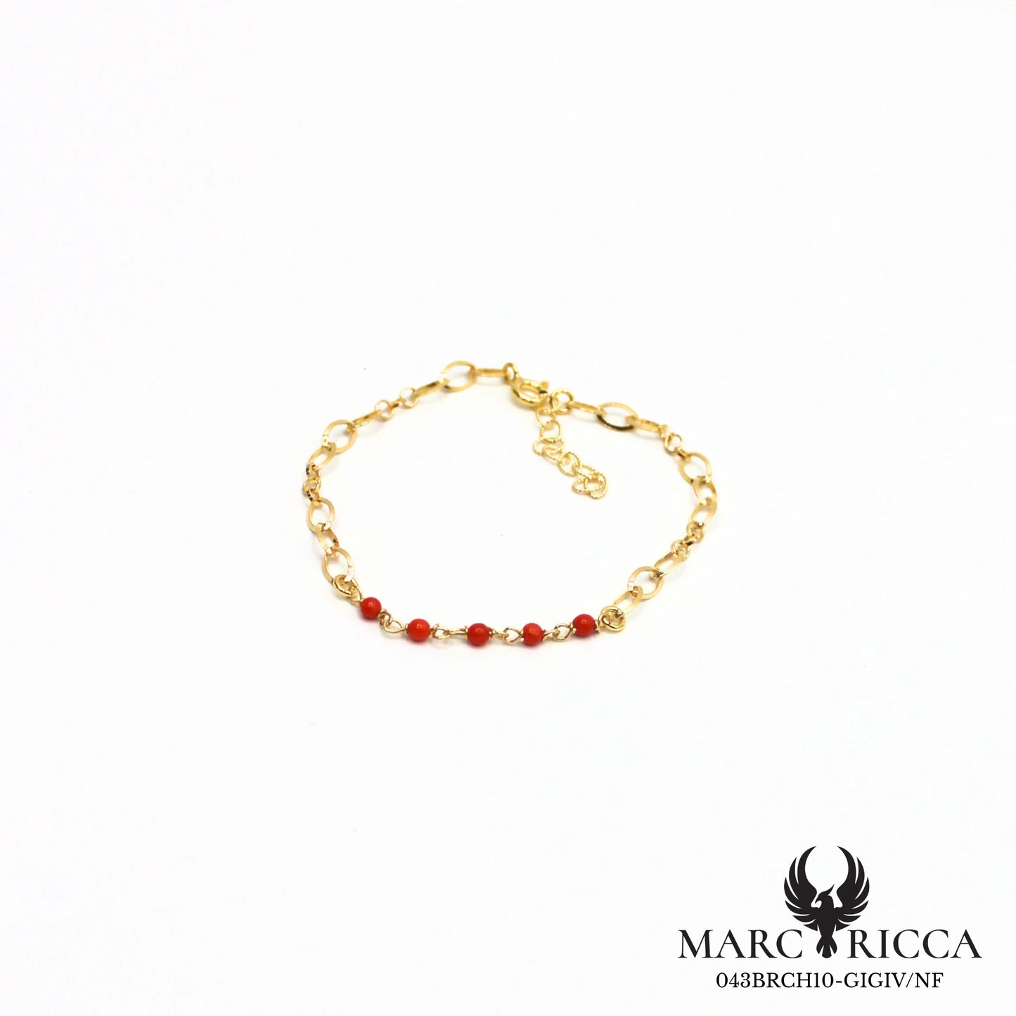 Bracelet chaîne en vermeil avec perles de corail