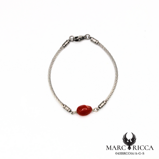 Bracelet en acier avec corail