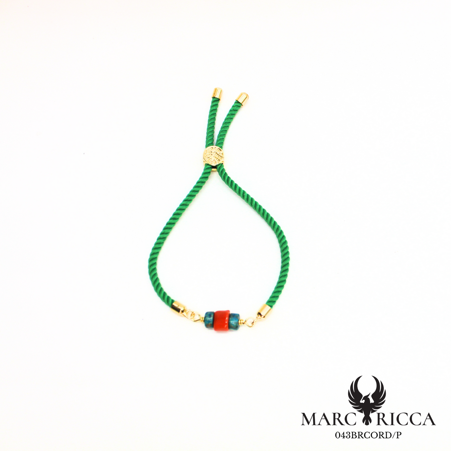 Bracelet corde corail et turquoise en vermeil