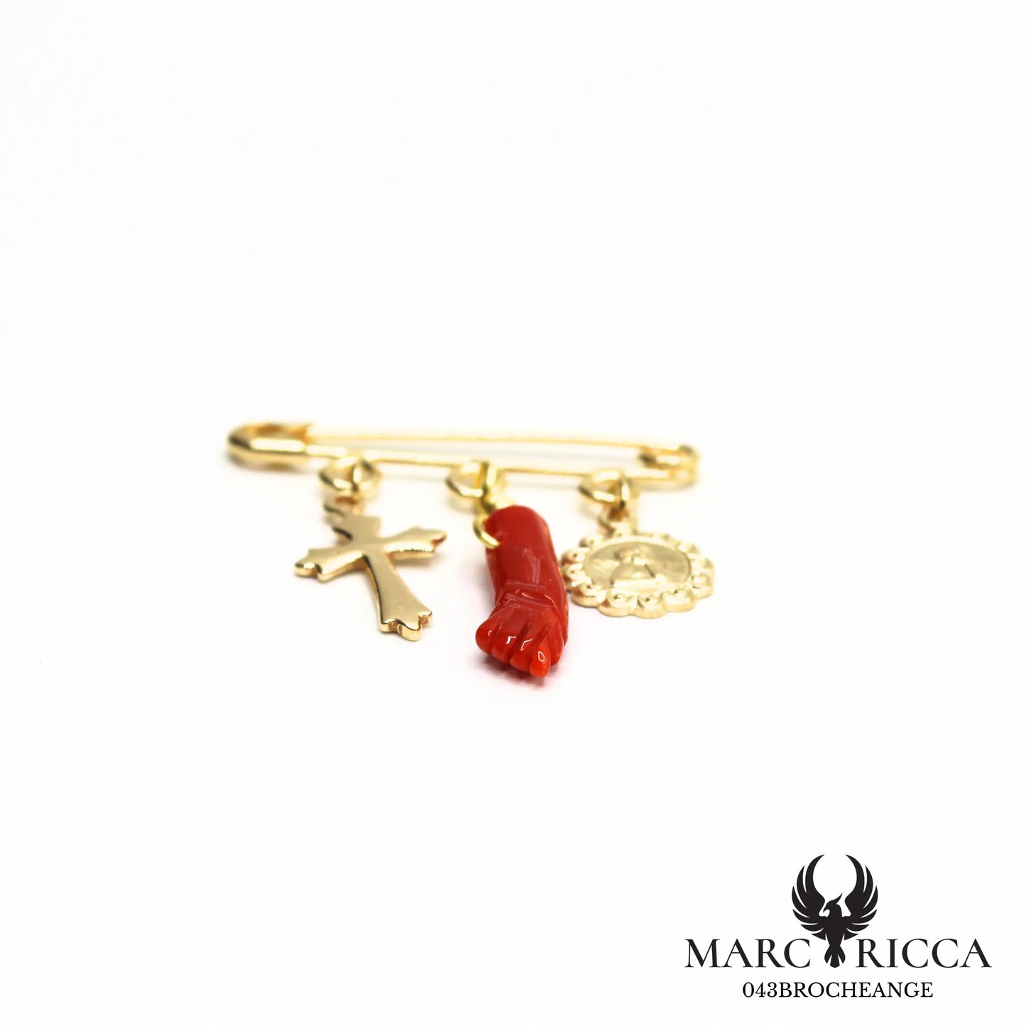 Broche religieuse main en corail