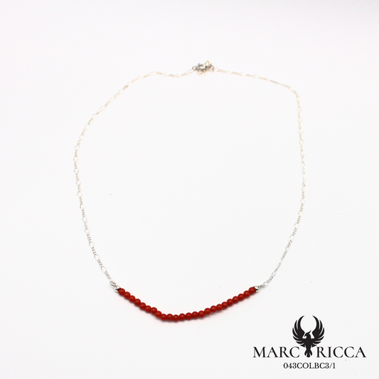 Collier chaine et perles de corail en argent