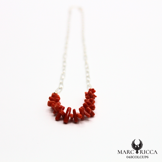 Collier chaine en argent avec corail cupolino